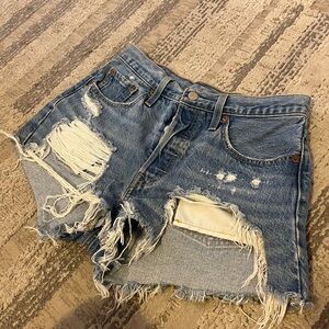 Levi’s Distressed Blue Denim Shorts